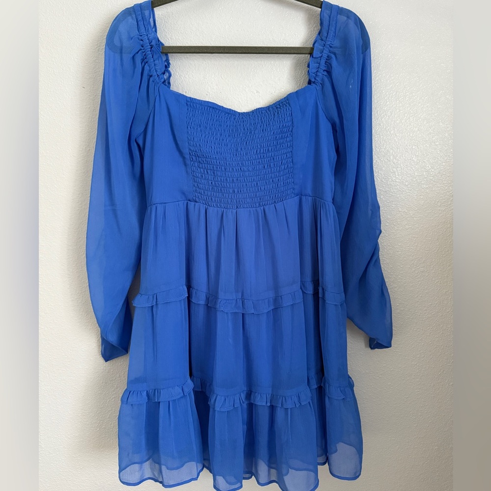 Chic Royal Blue Mini Rouch Dress - Picture 6 of 7